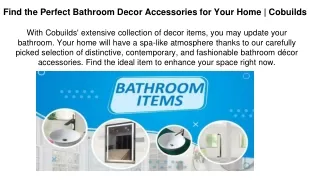 Find the Perfect Bathroom Decor Accessories for Your Home