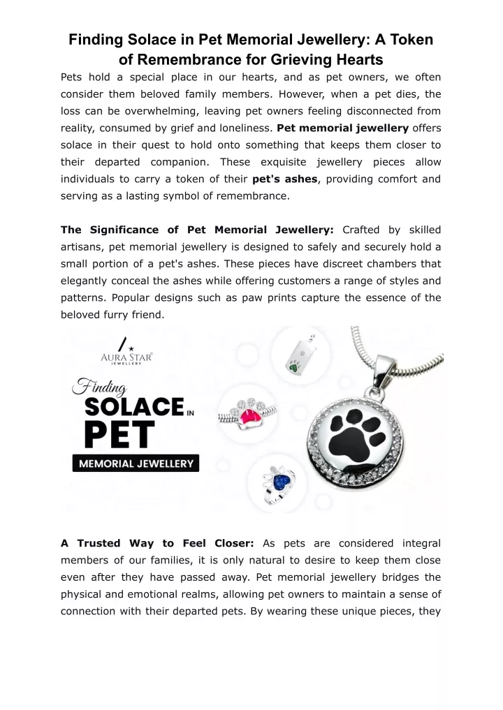 finding solace in pet memorial jewellery a token