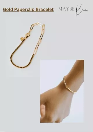 Elegant Minimalism Redefined Gold Paperclip Bracelet - Maybekim