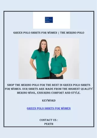 Green Polo Shirts For Women | The Merino Polo