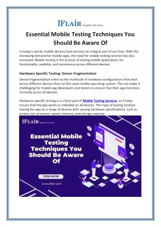essential mobile testing techniques you should