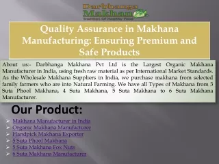 Quality Assurance in Makhana Manufacturing Ensuring Premium and Safe Products