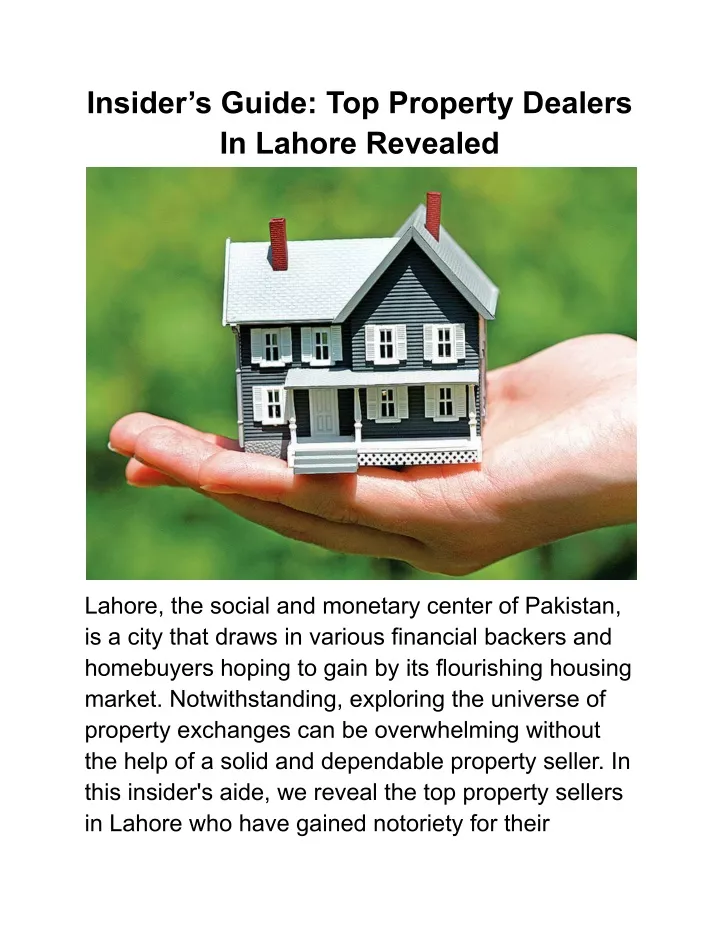 insider s guide top property dealers in lahore