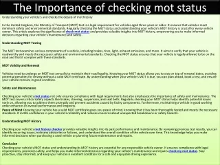 The Importance of checking mot status