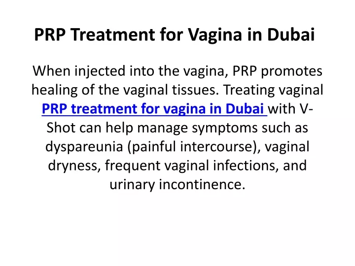 prp treatment for vagina in dubai