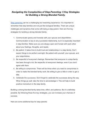 Navigating the Complexities of Step-Parenting_ 5 Key Strategies for Building a Strong Blended Family
