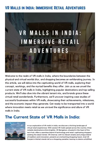 VR Malls in India Immersive Retail Adventures