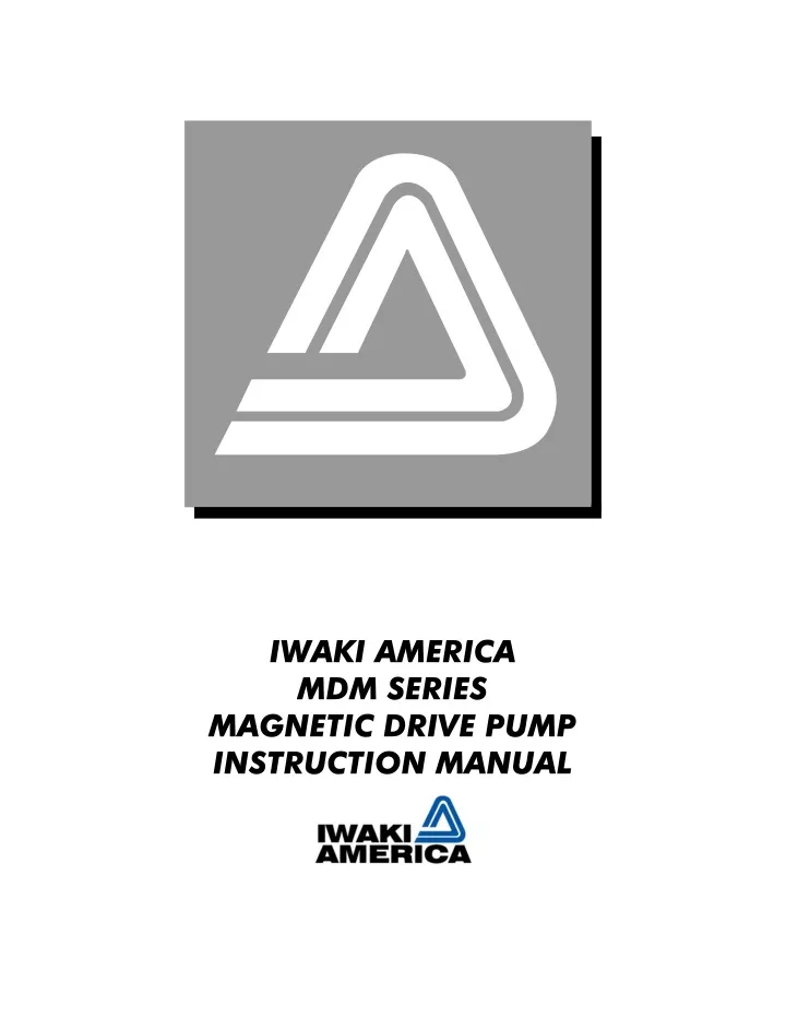 iwaki america mdm series magnetic drive pump