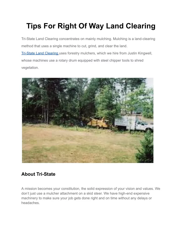 tips for right of way land clearing