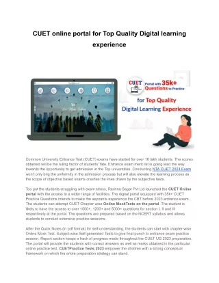 cuet online portal for top quality digital