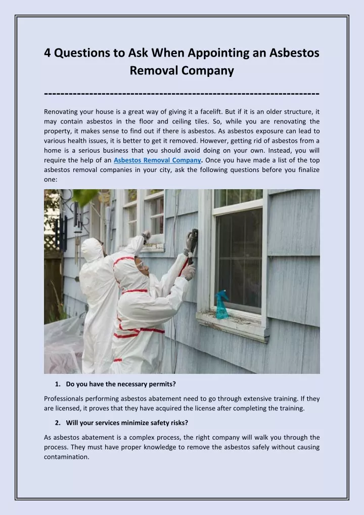 4 questions to ask when appointing an asbestos