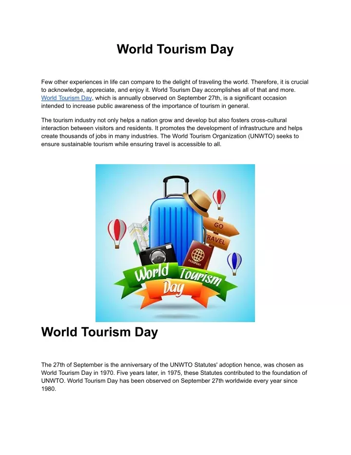 world tourism day