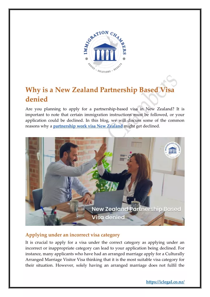 why is a new zealand partnership based visa denied