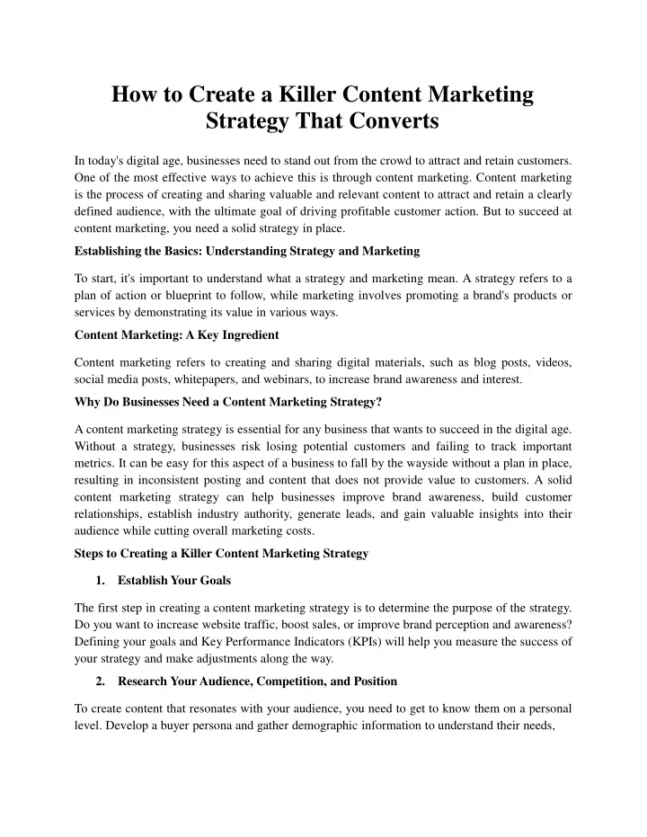 how to create a killer content marketing strategy