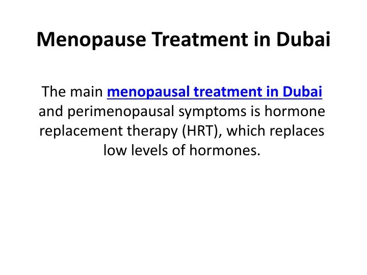 menopause treatment in dubai