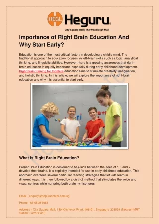 Importance of Right Brain Education And Why Start Early
