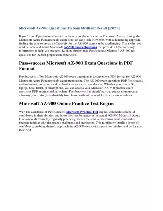 Microsoft AZ-900 Questions To Gain Brilliant Result [2023]