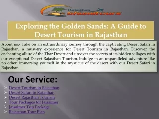 Exploring the Golden Sands A Guide to Desert Tourism in Rajasthan