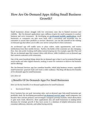 how are on demand apps aiding small business
