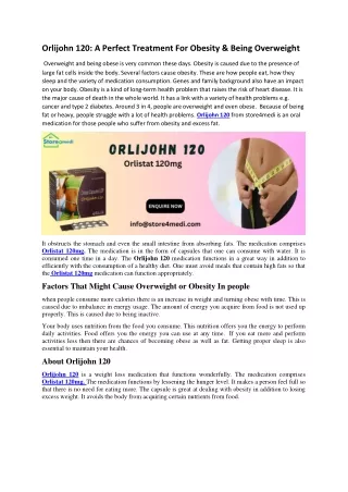 Orlijohn 120-A Perfect Treatment For Obesity & Being Overweight