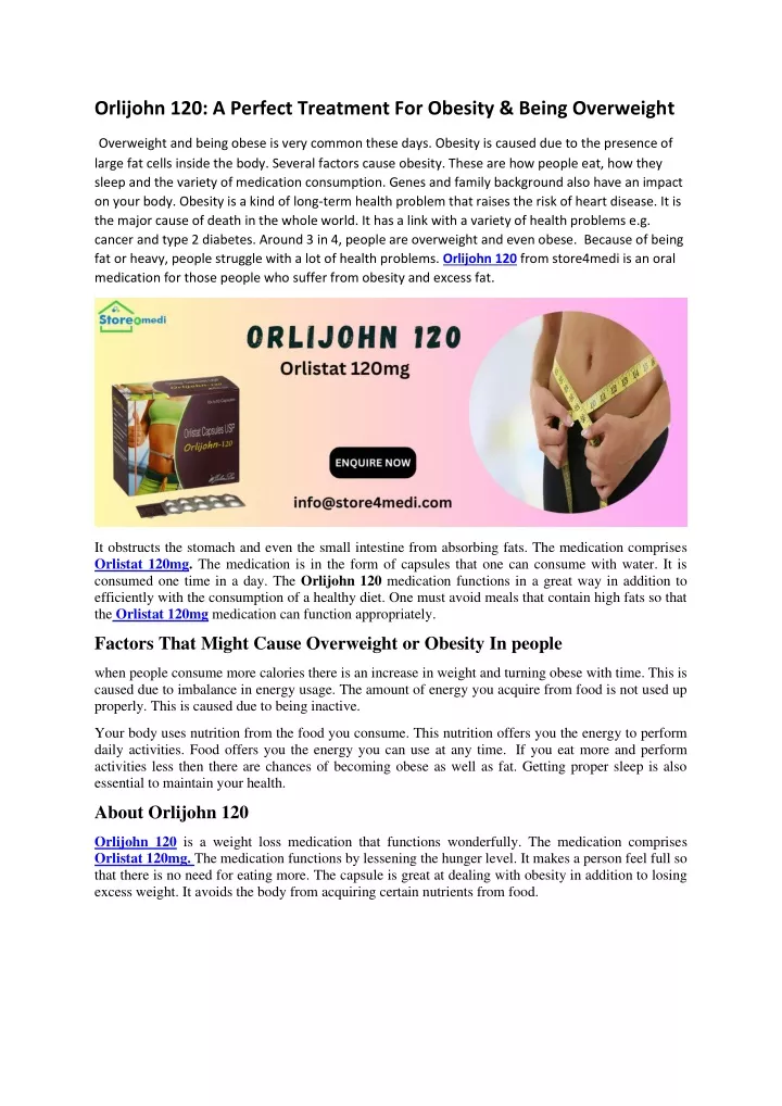 orlijohn 120 a perfect treatment for obesity