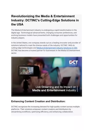 Revolutionizing the Media & Entertainment Industry_ DCTINC's Cutting-Edge Solutions in the USA