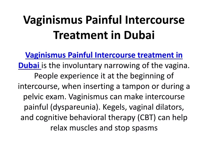vaginismus painful intercourse treatment in dubai
