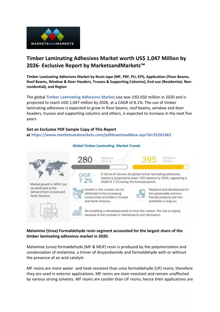 timber laminating adhesives market worth