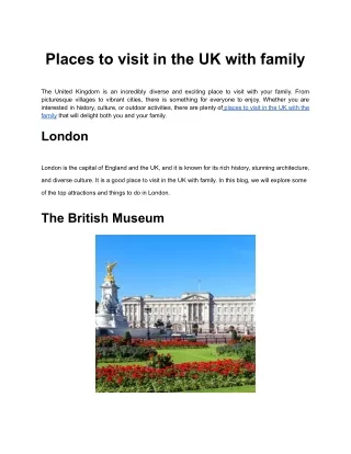 UK tourist destinations for families