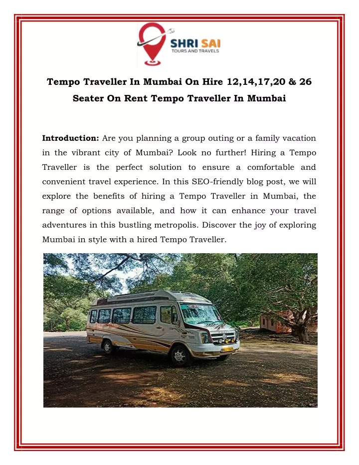 tempo traveller in mumbai on hire 12 14 17 20 26