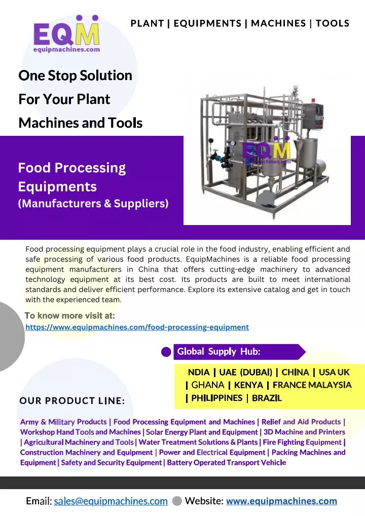 food processing equipments manufacturers suppliers