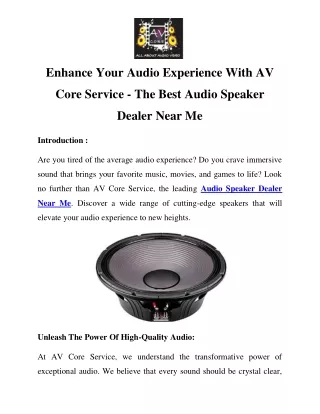 Audio Speaker Dealer Near Me Call-9870270414