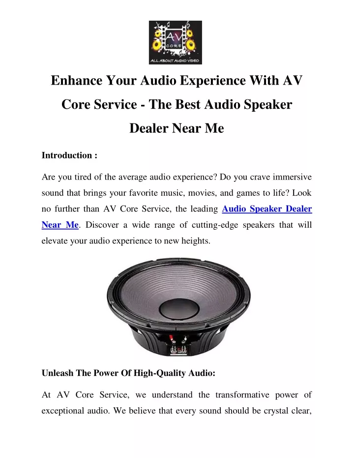 enhance your audio experience with av