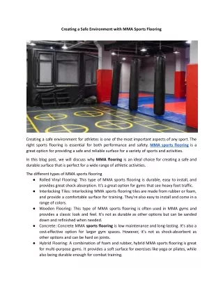 Creating a Safe Environment with MMA Sports Flooring