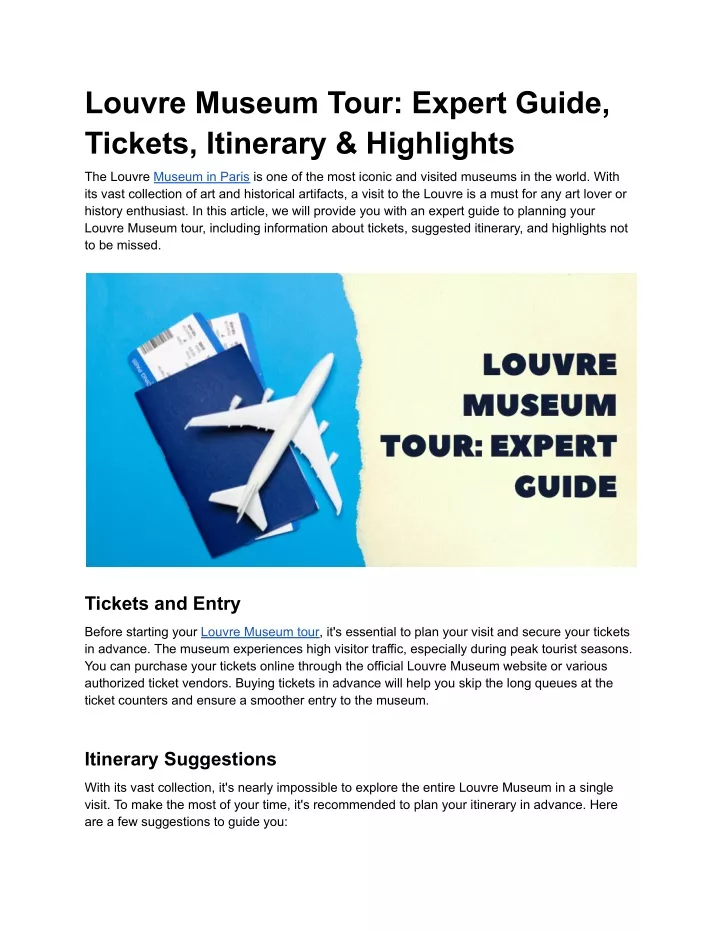 louvre museum tour expert guide tickets itinerary