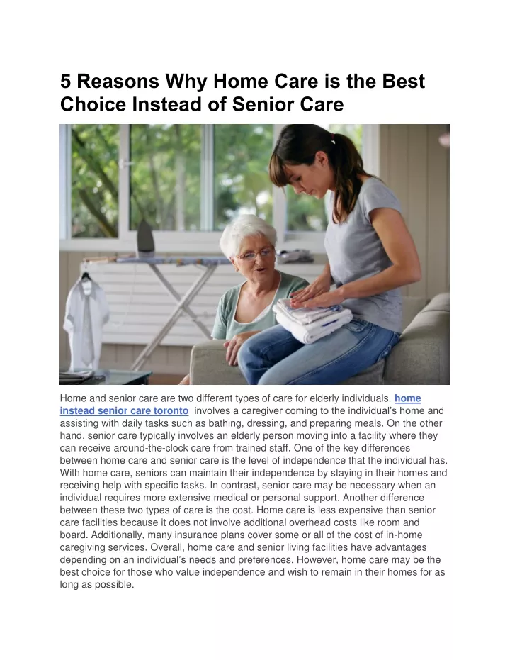 5 reasons why home care is the best choice