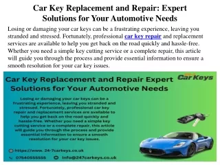 Car Key Replacement and Repair Expert Solutions for Your Automotive Needs