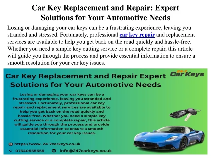 car key replacement and repair expert solutions for your automotive needs