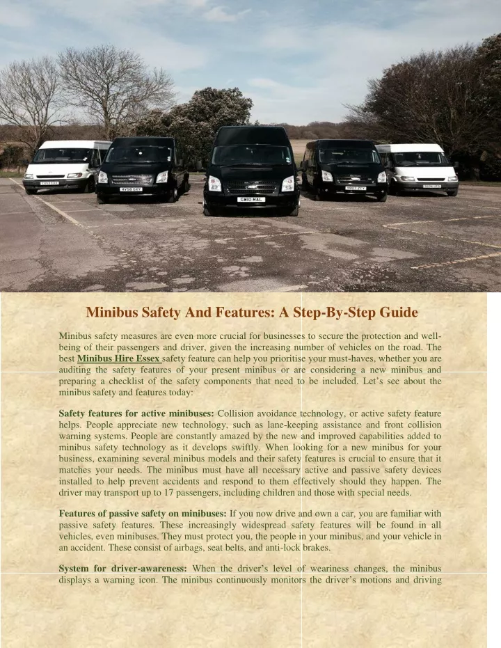 minibus safety and features a step by step guide