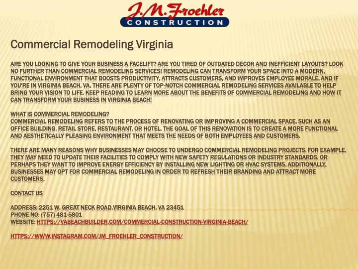 commercial remodeling virginia