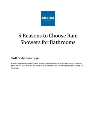 5 Reasons to Choose Rain Showers for Bathrooms