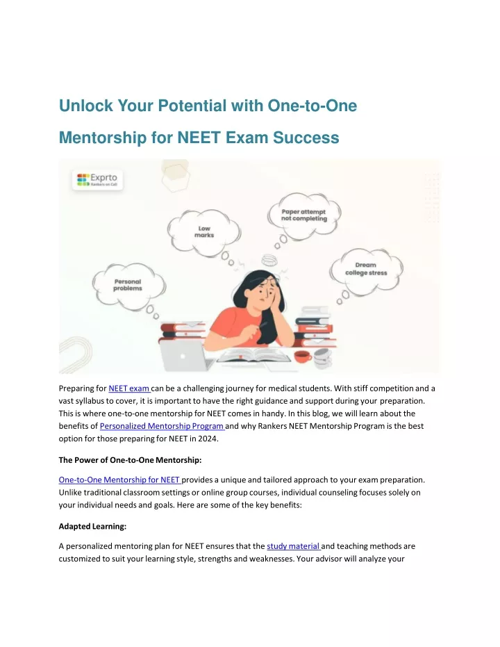 unlock your potential with one to one mentorship