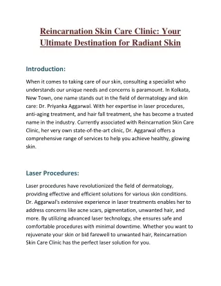 Reincarnation Skin Care Clinic: Your Ultimate Destination for Radiant Skin