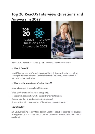 top 20 reactjs interview questions and answers