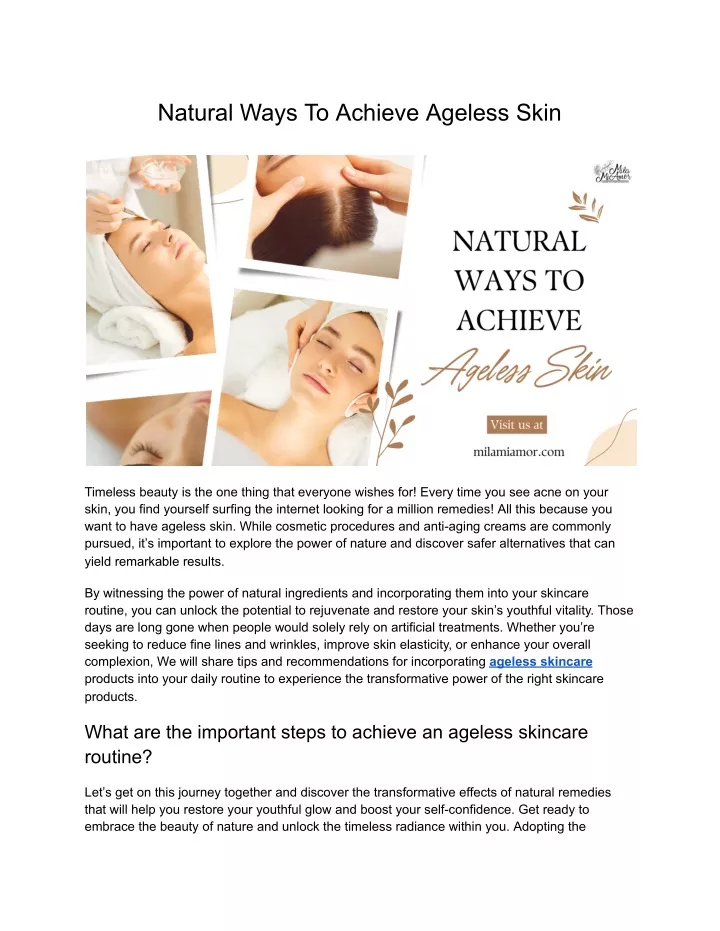 natural ways to achieve ageless skin