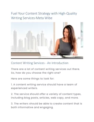 Fuel Your Content Strategy with High-Quality Writing Services-Meta Wibe