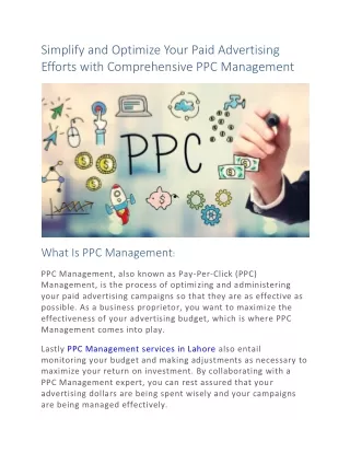 Simplify and Optimize Your Paid Advertising Efforts with Comprehensive PPC Management