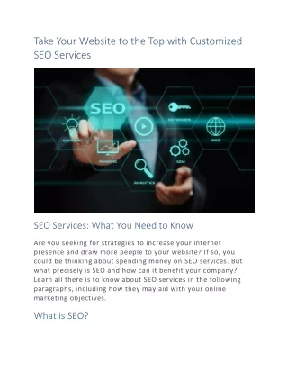 Take Your Website to the Top with Customized SEO Services