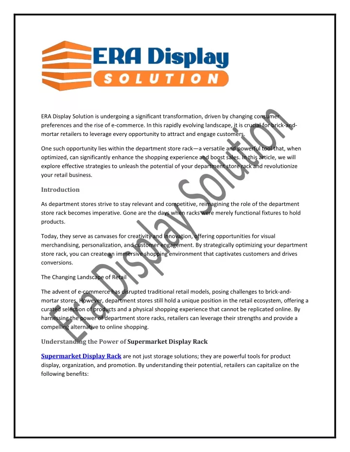 era display solution is undergoing a significant