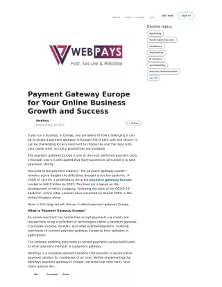 Payment Gateway Europe for Your Online Business Growth and Success